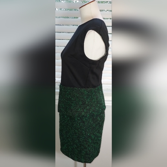Greylin Black/Green Wool Mix Peplum Dress NWT - Picture 2 of 6